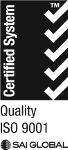ISO9001 logo and link to proof of certification.